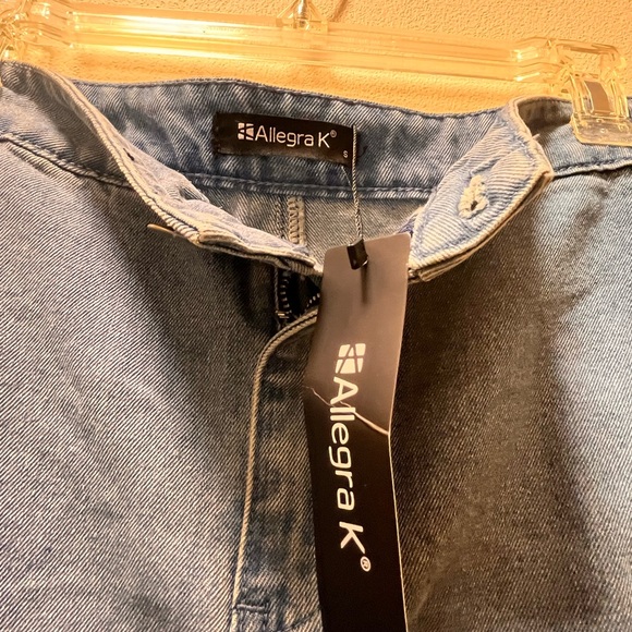 Allegra K Edgy Y2K Glam Denim Mini Skirt with Rhinestone Fringe, Sz S, Blue - Picture 5 of 5